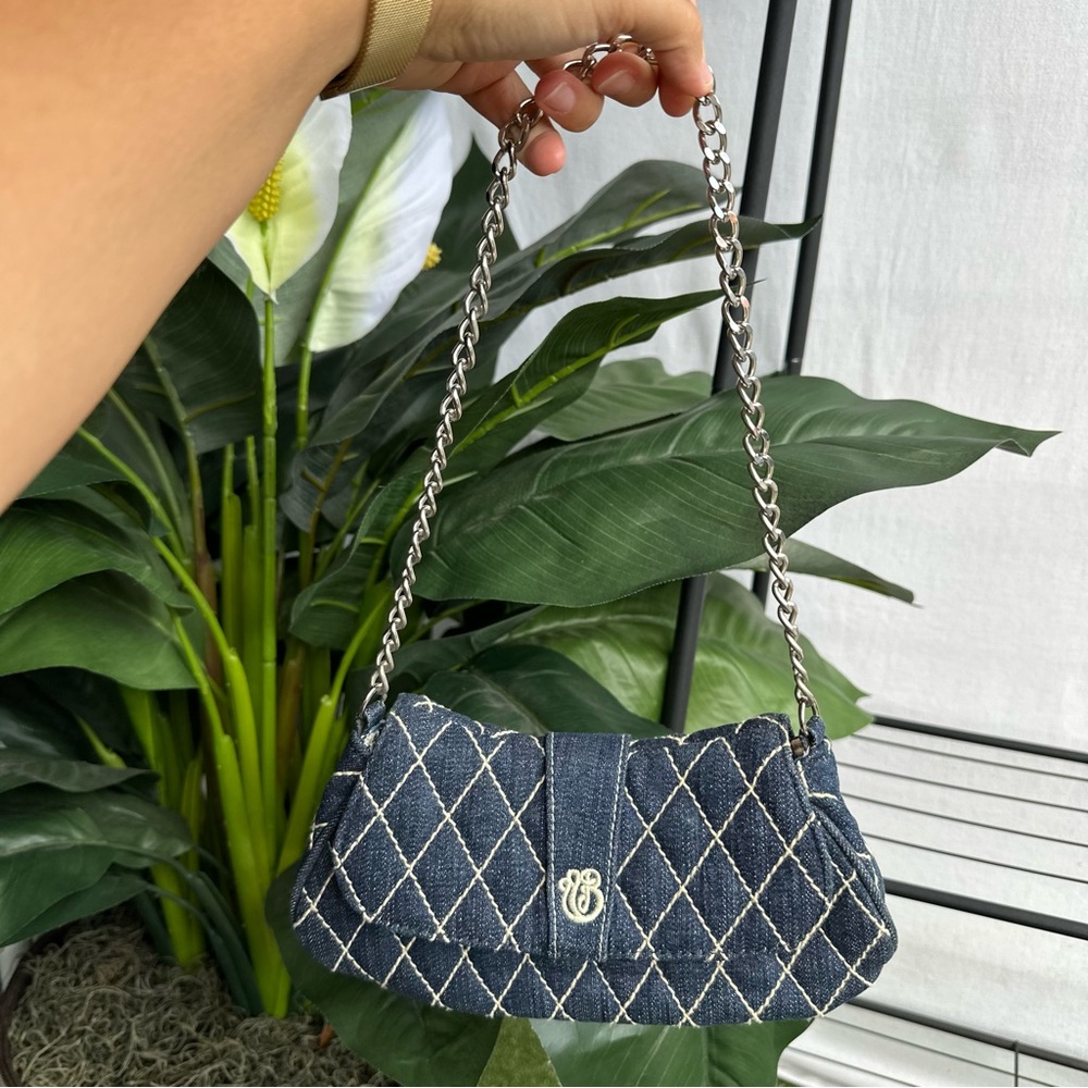 Vintage Vera Bradley Denim Mini Shoulder Bag with Silver Chain
